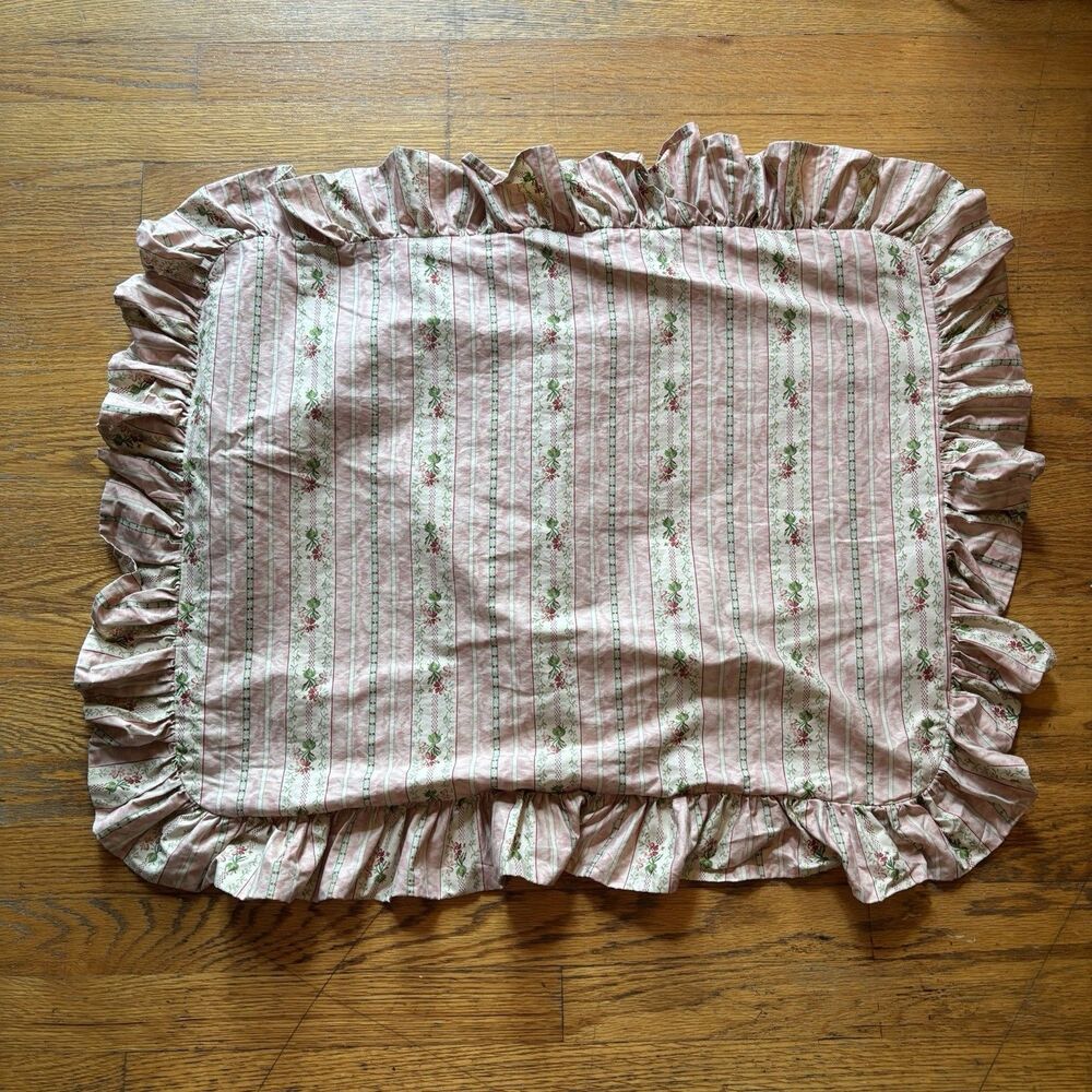 VTG Ralph Lauren LILLIAN Standard Pillow Sham Pink Floral Cotton Chintz Made USA